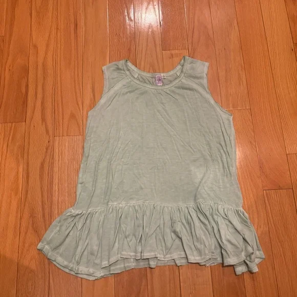 Mint Green Sleeveless Ruffle Hem Top - Picture 5 of 7